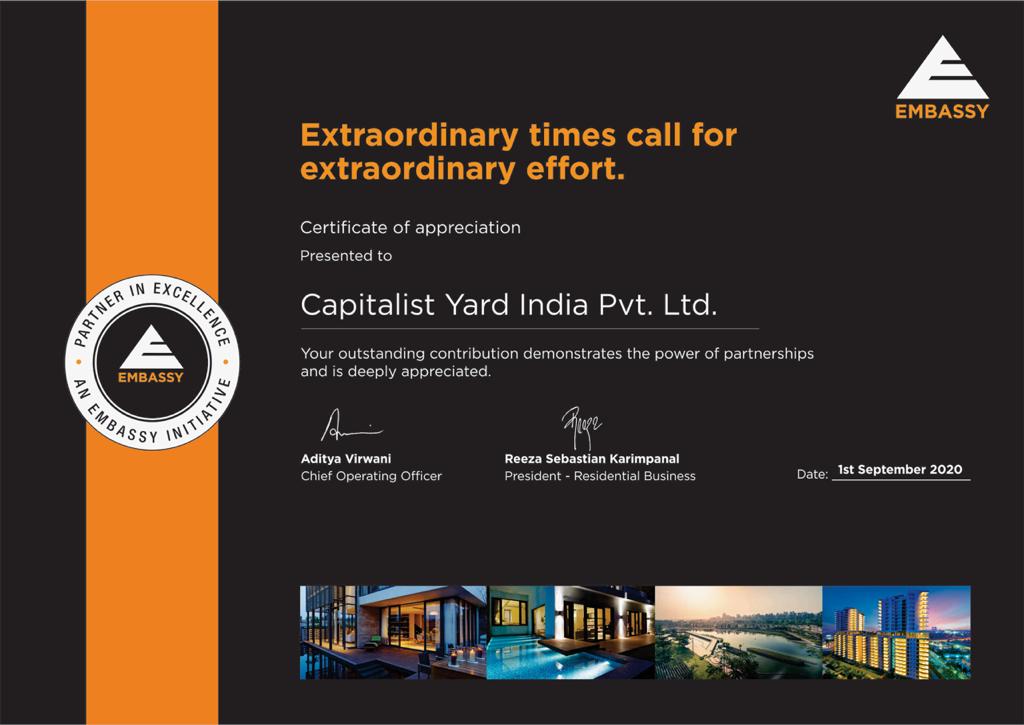 Capitalist Yard Award by Embassy Group